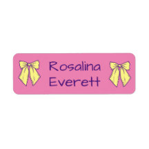 Cute Yellow and Pink Bows Girls Names Kids