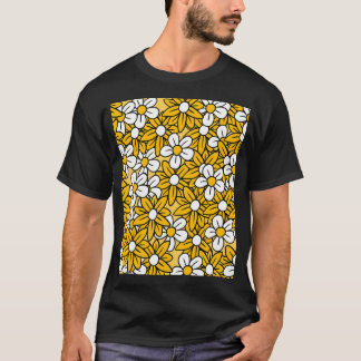 Cute Yellow And White Flowers Pattern. T-Shirt
