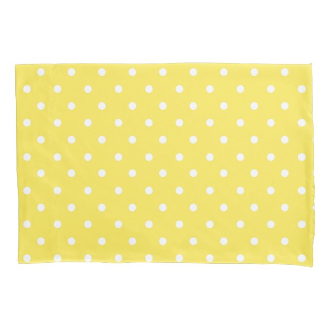 Cute Yellow and White Polka Dots Pillow Case (Front)
