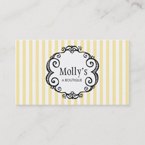 Cute Yellow and White Stripe Fashion Boutique Business Card