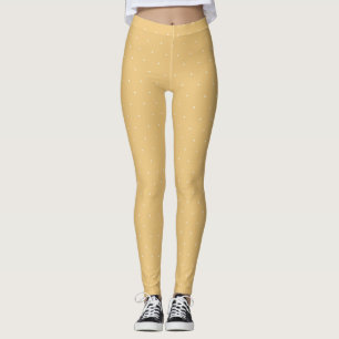 Cute Yellow and White Tiny Polka Dot Leggings