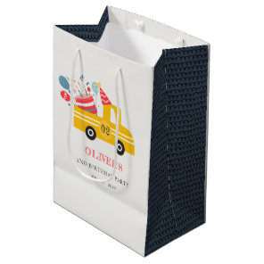 Cute Yellow Any Age Birthday Party Cake Truck Medium Gift Bag