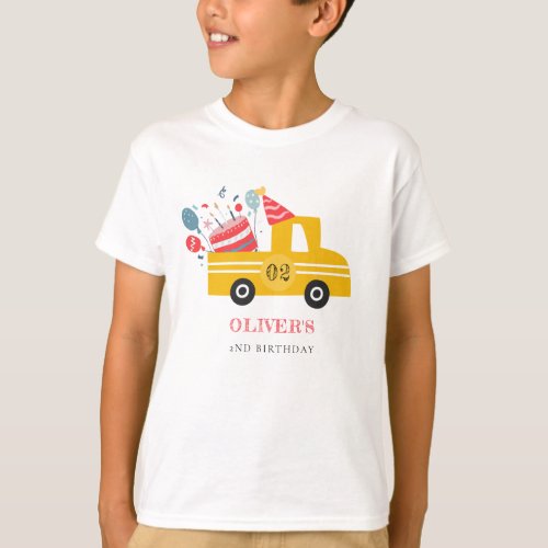 Cute Yellow Any Age Birthday Party Cake Truck T_Shirt