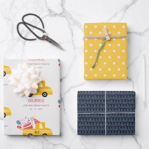 Cute Yellow Any Age Birthday Party Cake Truck Wrapping Paper Sheets