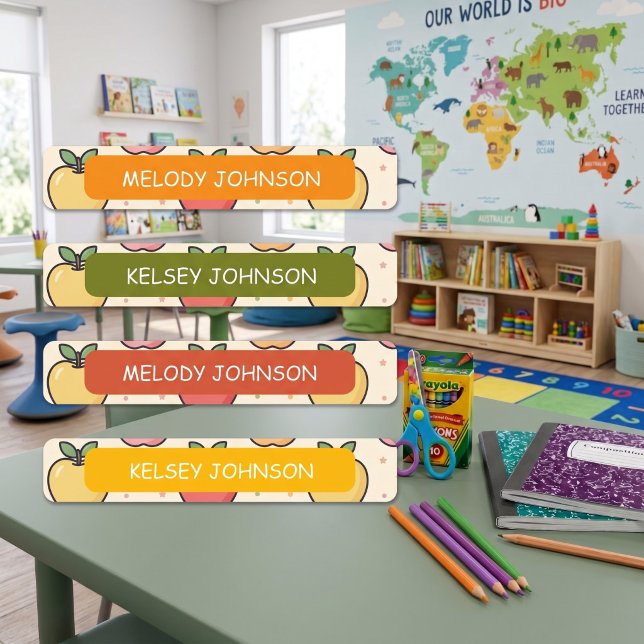 Cute Yellow Apple Pattern Color Coded Labels (Creator Uploaded)