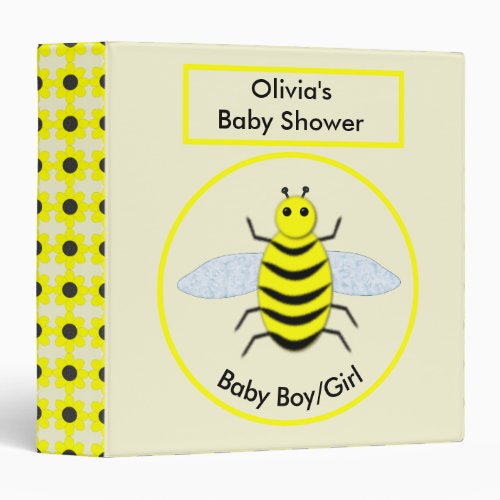 Cute Yellow Baby Bee Baby Shower Photo Album 3 Ring Binder