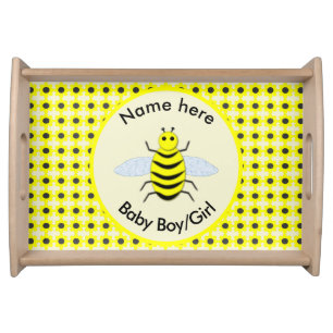 Cute Yellow Baby Bee Custom Gender Reveal Neutral Serving Tray