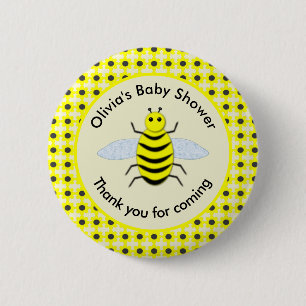 Cute Yellow Baby Bee Gender Neutral Baby Shower Button