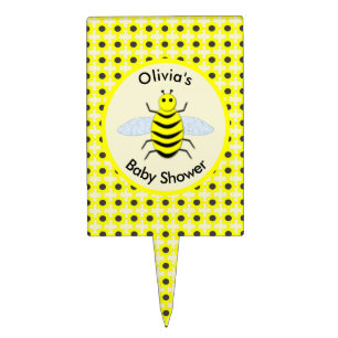 Cute Yellow Baby Bee Gender Neutral Baby Shower Cake Topper