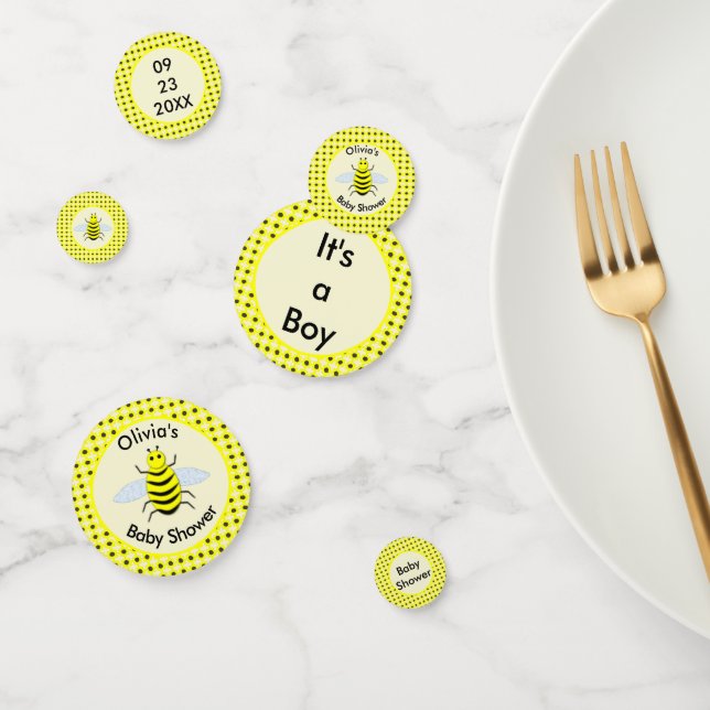 Cute Yellow Baby Bee Gender Neutral Baby Shower Confetti (Group)