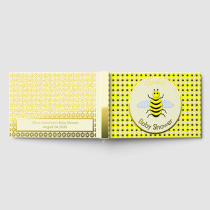 Cute Yellow Baby Bee Gender Neutral Baby Shower Foil Guest Book