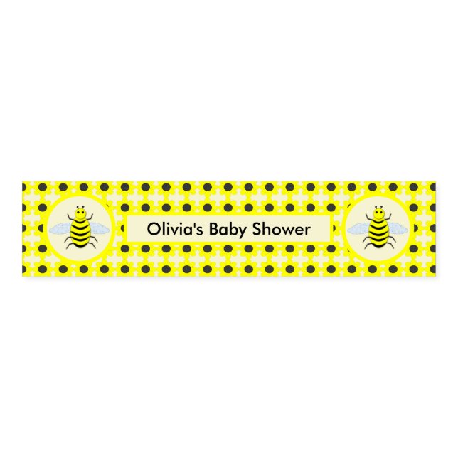 Cute Yellow Baby Bee Gender Neutral Baby Shower Napkin Bands (Unfolded)