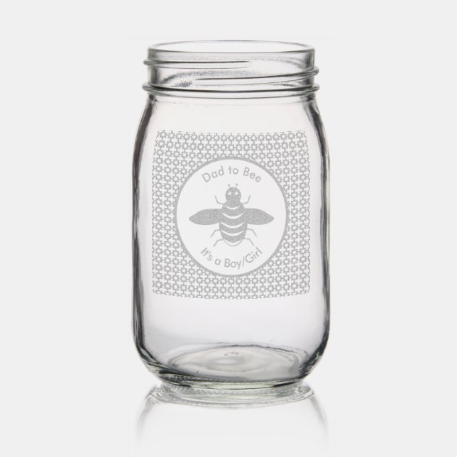 Cute Yellow Baby Bee Gender Neutral Custom Mason Jar (Glassware)