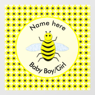 Cute Yellow Baby Bee Gender Neutral Custom Nursery Wall Decal