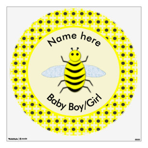 Cute Yellow Baby Bee Gender Neutral Custom Nursery Wall Decal