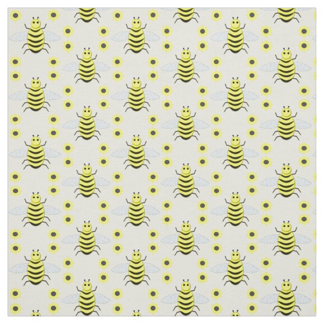 Cute Yellow Baby Bee Gender Neutral Fabric (Swatch)