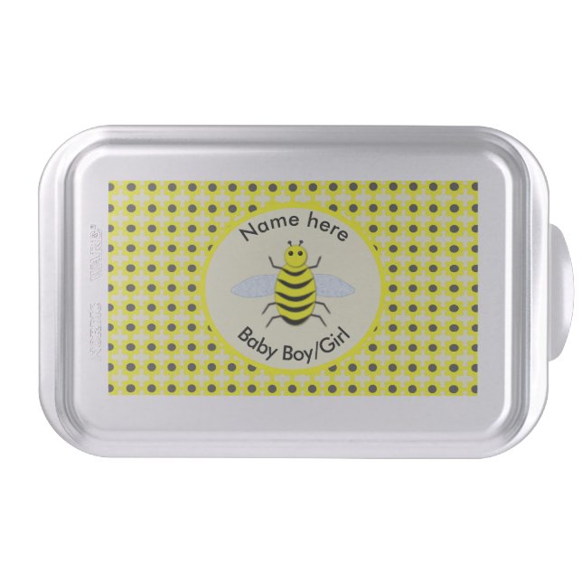 Cute Yellow Baby Bee Gender Reveal Neutral Custom Cake Pan (Front)