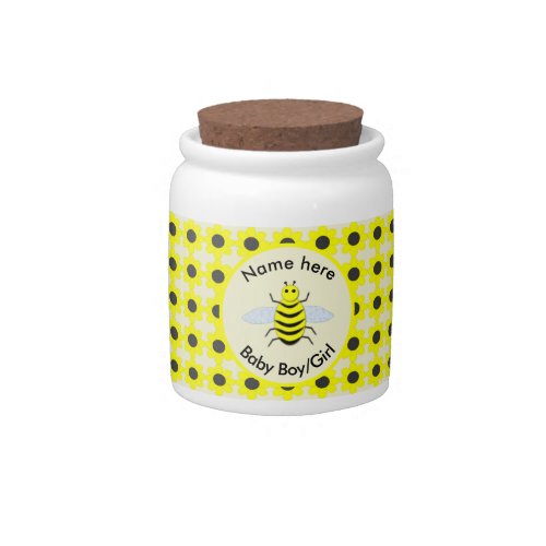 Cute Yellow Baby Bee Gender Reveal Neutral Custom Candy Jar