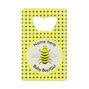 Cute Yellow Baby Bee Gender Reveal Neutral Custom Credit Card Bottle Opener