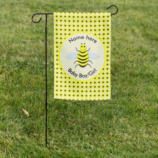 Cute Yellow Baby Bee Gender Reveal Neutral Custom Garden Flag (In SItu)