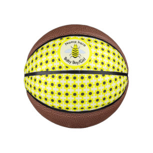 Cute Yellow baby Bee Gender Reveal Neutral Custom Mini Basketball