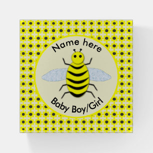 Cute Yellow Baby Bee Gender Reveal Neutral Custom Paperweight