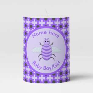Cute Yellow Baby Bee Gender Reveal Neutral Custom Pillar Candle