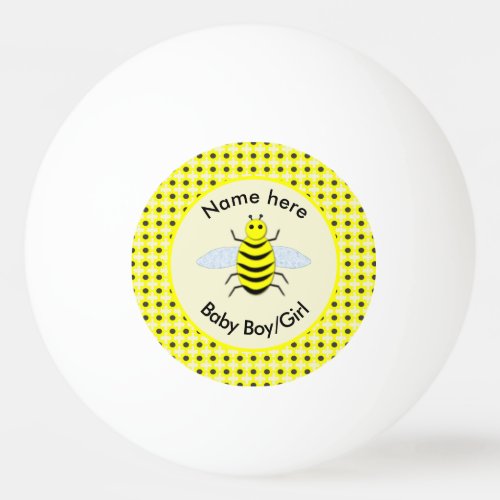 Cute Yellow baby Bee Gender Reveal Neutral Custom Ping Pong Ball