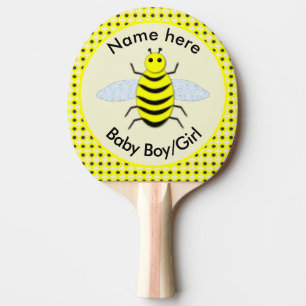 Cute Yellow Baby Bee Gender Reveal Neutral Custom Ping Pong Paddle