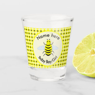 Cute Yellow Baby Bee Gender Reveal Neutral Custom Shot Glass