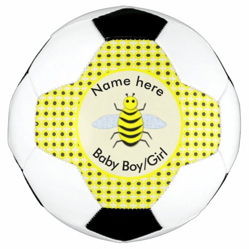 Cute Yellow Baby Bee Gender Reveal Neutral Custom Soccer Ball