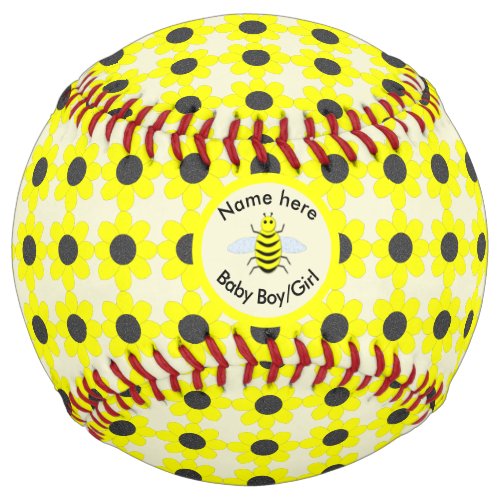 Cute Yellow Baby Bee Gender Reveal Neutral Custom Softball