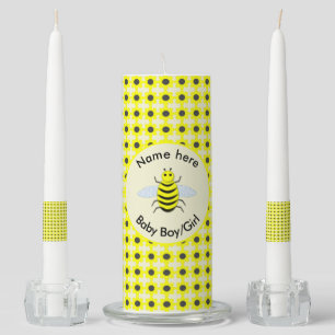 Cute Yellow baby Bee Gender Reveal Neutral Custom Unity Candle Set