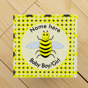 Cute Yellow Baby Bee Gender Reveal Neutral Custom Wine Box