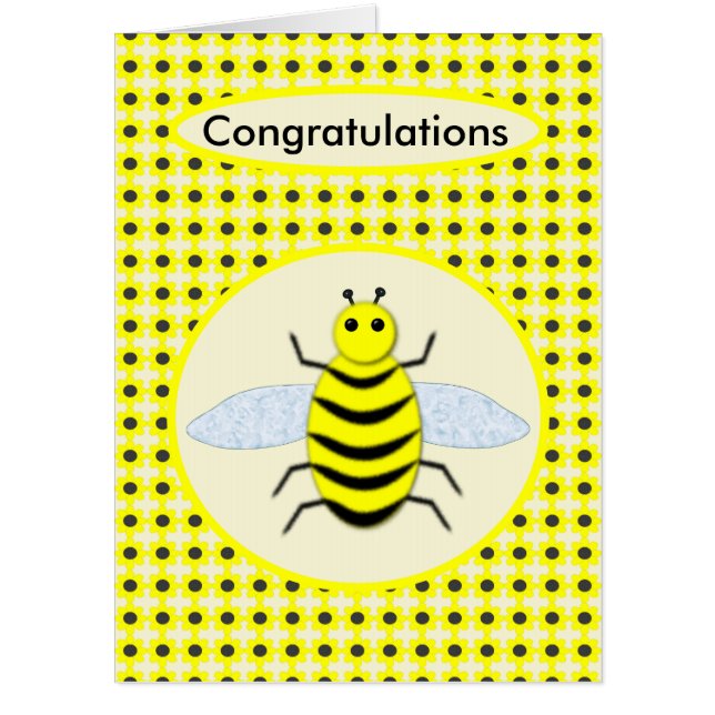 Cute Yellow Baby Bee Neutral Congratulations Card (Front)