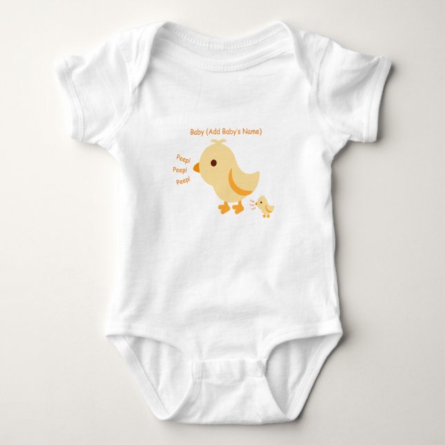 Cute Yellow Baby Chick Baby Bodysuit (Front)