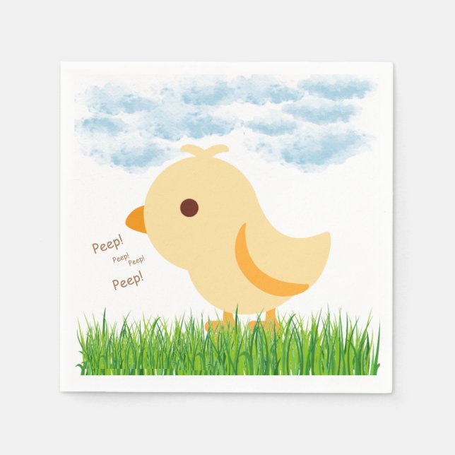 Cute Yellow Baby Chick Baby Shower Napkins (Front)
