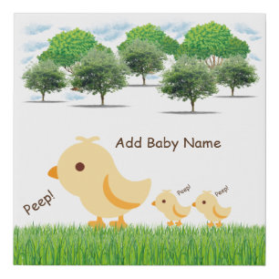 Cute Yellow Baby Chick Faux Canvas Print