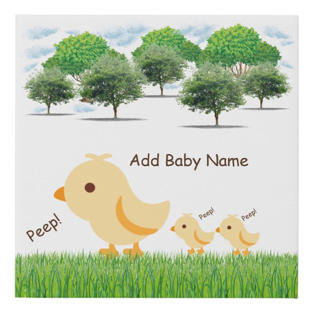 Cute Yellow Baby Chick Faux Canvas Print (Front)