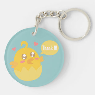Cute Yellow Baby Chick in Egg Shell Keychain