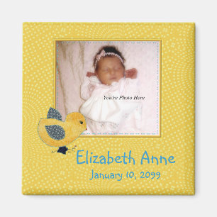 Cute Yellow Baby Chick Photo Birth Announcement Magnet