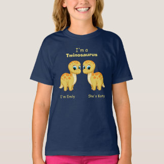 Cute Yellow Baby Dinosaur Twins Personalized T-Shirt