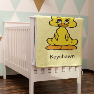 Cute Yellow Baby Duck Cartoon Add Name Blanket
