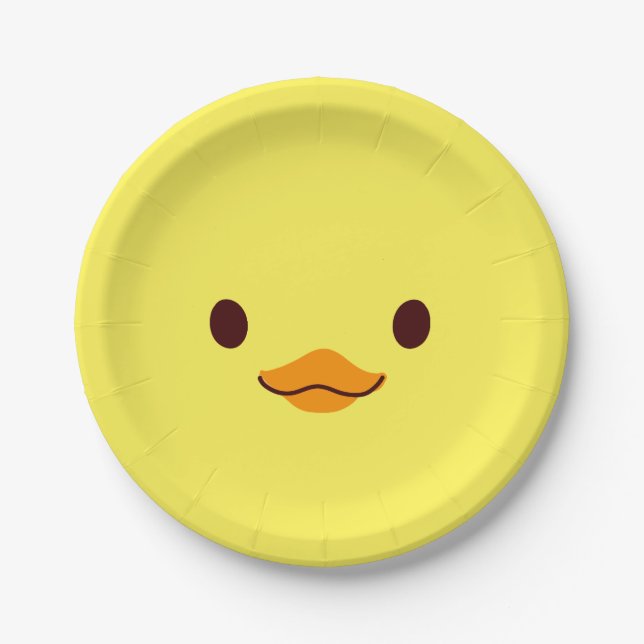 Cute Yellow Baby Duck Chick Paper Plates (Front)