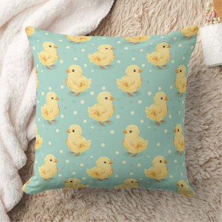 Cute Yellow Baby Duck Kids Room Pattern Throw Pillow