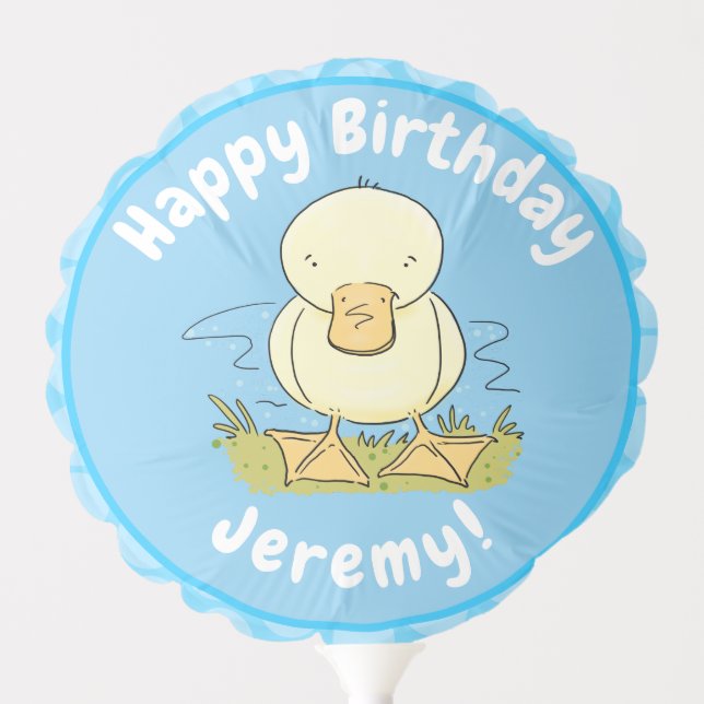 Cute yellow baby duckling cartoon illustration balloon (Front)