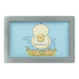 Cute yellow baby duckling cartoon illustration belt buckle