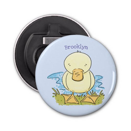 Cute yellow baby duckling cartoon illustration bottle opener