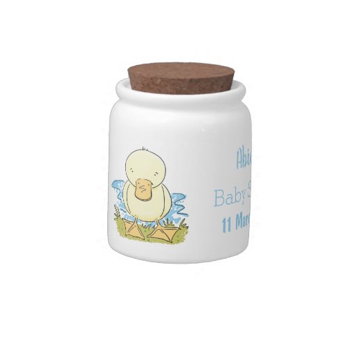 Cute yellow baby duckling cartoon illustration candy jar