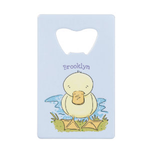 Cute yellow baby duckling cartoon illustration credit card bottle opener